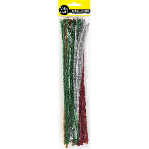 6mm Mixed Colour Glitter Craft Chenille Sticks
